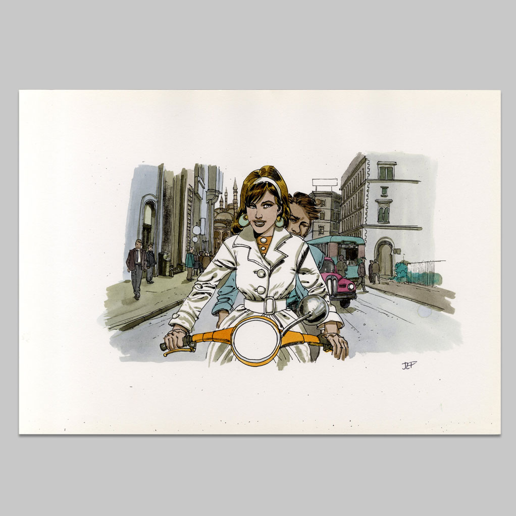 Illustration femme moto